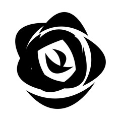 Rose Flower Icon - Isolated On White Background - Vector. Flat Rose Flower Logo. Simple Flower Icon For Tulip Template, Spa Label, Floral Logo, Wellness And Blooming Rose Icon