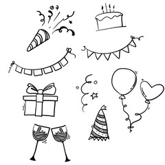 doodle party element with hand drawn doodle style vector isolated background