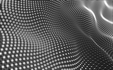 Abstract background. Molecules technology with polygonal shapes, connecting dots and lines. Connection structure. Big data visualization.