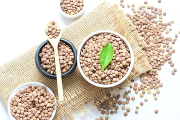 Very colorful natural lentil grains