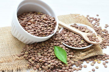 Very colorful natural lentil grains