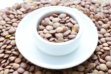 Very colorful natural lentil grains