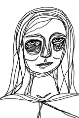 Ink Sketch of an Abstract Girl Smiling