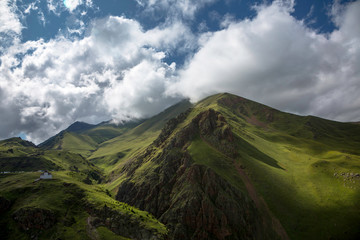 Mountain rocks. The beautiful gorge with high rocks. Nature of the North Caucasus