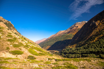 Mountain rocks. The beautiful gorge with high rocks. Nature of the North Caucasus