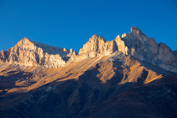 Mountain rocks. The beautiful gorge with high rocks. Nature of the North Caucasus