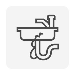 Water leak and repair work vector icon design for home problem graphic design element, editable stroke.