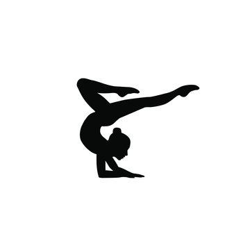 Gymnast girl silhouette isolated on white background