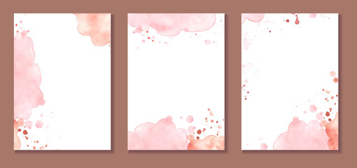 Abstract watercolor vector background frame template. Red, orange color.