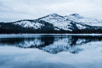 lake in the snowy mountains