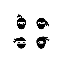 Ninja warrior icon. Simple black ninja head logo illustration
