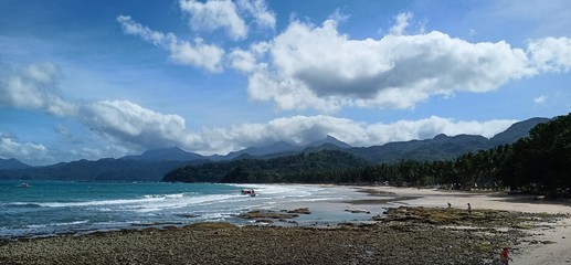 Beach and mountains on the coast Palawan island, Philippines. 