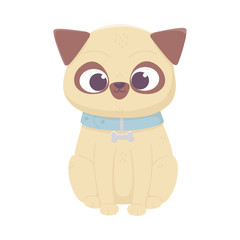 Naklejka premium cute dog sitting domestic cartoon animal, pets