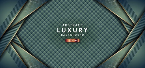 abstract luxury dark green background with golden line