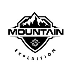 Mountain Logo, Peak, Mountain Expedition, Outdoor and Adventure Logo Vector