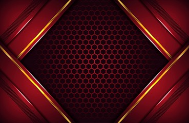 Abstract dark red luxury background with golden shape