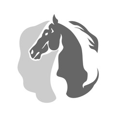 abstract horse head logo vector on negative space style logotype