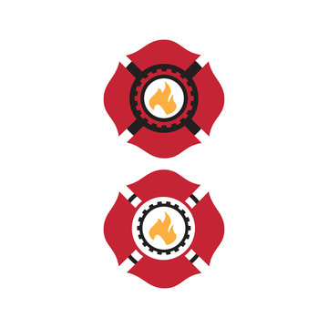 custom maltese cross firefighter logo vector design symbol