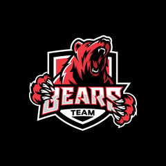 Modern professional grizzly bear logo for a sport team - obrazy, fototapety, plakaty