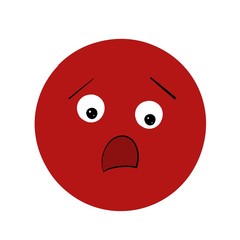Fototapeta premium Scared colorful smiley face with flat style. Isolated. illustration. Pastel colors, red color.