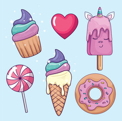 collection of sweet and fantasy icons design © Gstudio