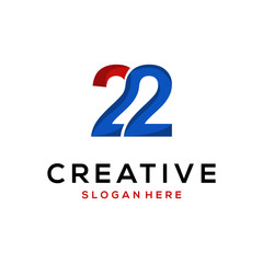 22/Twelve Numeric Typography Abstract Creative Modern Icon Logo Design Template Element Vector