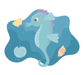 seahorse snail life cartoon under the sea