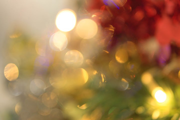 Background red and gold abstract. Christmas holiday lights.