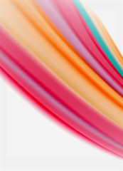 Wave lines abstract background, smooth silk design with rainbow style colors. Liquid fluid color waves. Vector Illustration