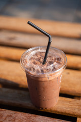 iced chocolate in plastic glass