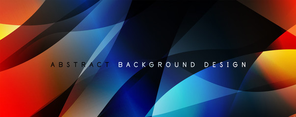 Wave liquid style lines with shadows and light on gradient background