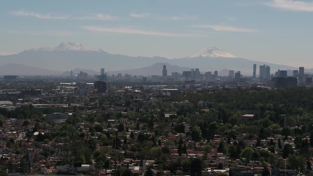 Mexico City Vulcanoes aerial view 