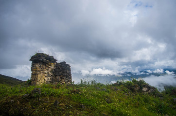 landscape with blue sky and clouds