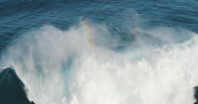A giant amazing ocean wave breaking with unmatched power