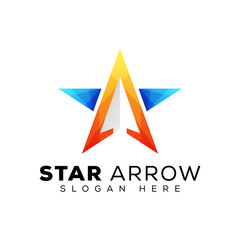 modern star arrow logo, star trendy logo template