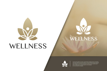 Abstract Yoga Logo template Luxury Style. lotus and human abstract.