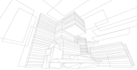 Creating architectural sketch, Modern architectural concept idea.