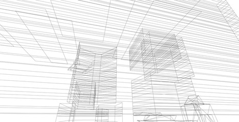 Creating architectural sketch, Modern architectural concept idea.