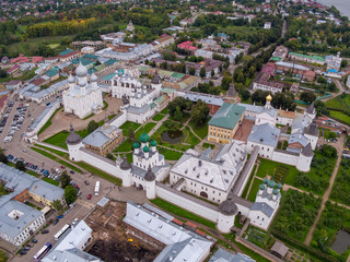 An aerial view taken with a drone shows Rostov Kremlin, Yaroslavl region, Russia