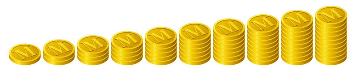 一枚ずつ増えていくMコイン