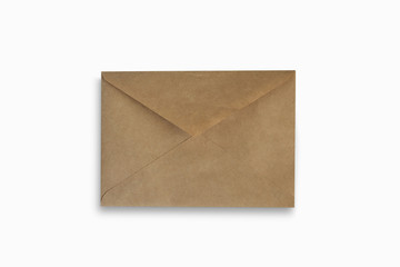 Isolated brown kraft paper envelope with a shadow.