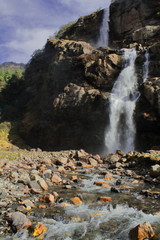 beautiful jang falls or nuranang falls in tawang, arunachal pradesh in india
