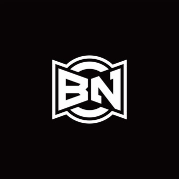BN logo monogram with ribbon style circle rounded design template