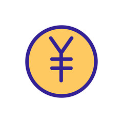 Fototapeta premium Japan coin icon vector. Thin line sign. Isolated contour symbol illustration