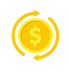 Dollar exchange rate, current currency fluctuations,Vector dollar bank note and coin, icon illustrations and vector