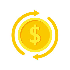 Obraz premium Dollar exchange rate, current currency fluctuations,Vector dollar bank note and coin, icon illustrations and vector