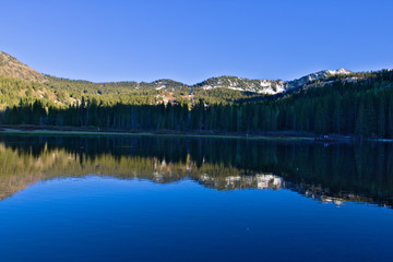 Silver Lake reflections of the mountains in Big Cottonwood Canyon, Utah