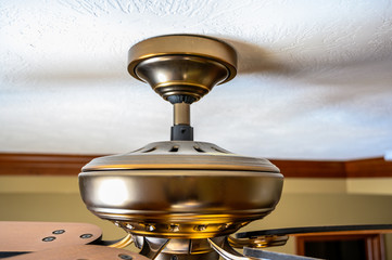 Focus on oil rubbed bronze ceiling mount of fan 