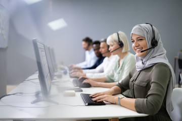 Female Customer Services Agent In Call Center