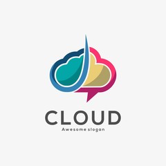 Vector Logo Illustration Cloud Colorful Style
